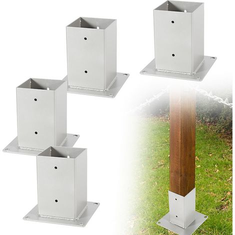 Randaco Piede per palo quadrato da giardino, 4x pali quadrati in legno, supporto per palo per recinzione, carport e pergola - 90 x 90 mm