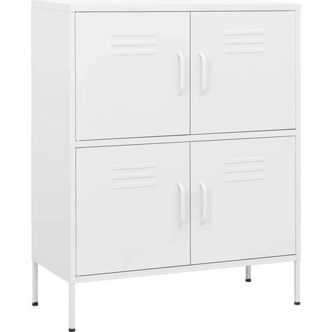 Armadio portaoggetti con 2 ripiani regolabili stile moderno ufficio 80 x 35 x 101 cm in acciaio bianco 020046834