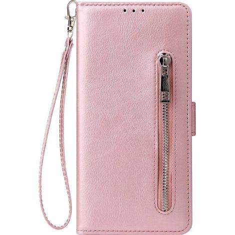 Étui portefeuille pour Samsung Galaxy S20 - Avec fermeture éclair - Or rose - Coque avec rangement cartes (1/4)