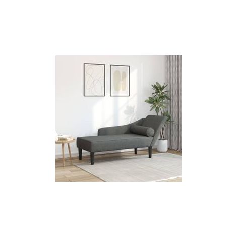 Chaise longue avec coussins gris foncé tissu (1/5)