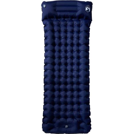 Matelas de camping autogonflant oreiller 1 personne bleu marine