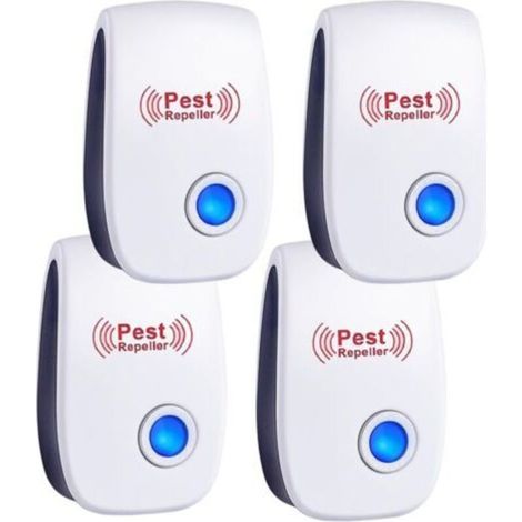 Repelente ultrasónico de plagas, paquete de 4 repelentes electrónicos para ratones, enchufables, para control de plagas en interiores, repelente para ratones, ratas, mosquitos, cucarachas, hormigas, a (1/5)