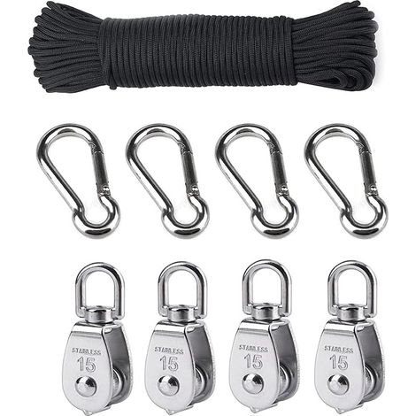 Poulies en acier inoxydable, poulies flexibles en acier inoxydable, petites poulies flexibles, poulies flexibles à corde, palans en acier inoxydable, systèmes de poulies, poulies flexibles, poulies à (1/3)