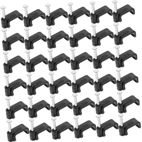 100 Pinces de Support Noires en Acier et Pe, Clips Câble Légers et Portables pour Fixation et Organisation des Fils, pour Travaux Électriques (1/5)