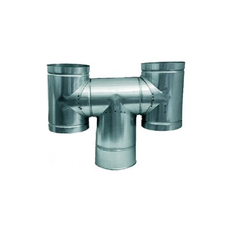 Chemine'e coupe-vent en H acier galvanisé 120 mm – Raccordement mâle 12 cm – Pour conduits de fumée – Résistant aux intempéries