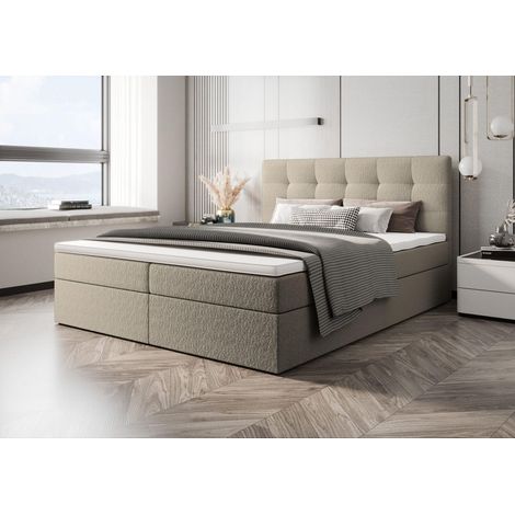 Lit Boxspring Sagani - Taupe - 160x200 Cm - Lit Avec Rangement - Lit Moderne - Matelas À Ressorts Bonnell (1/4)