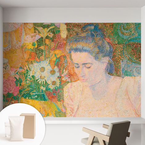 Tapete Vliestapete mit Kleber - abwaschbar - Tapete mit Motiv - trendige Wanddeko - elegant Fototapete Blumenporträt 152x104 cm (1/5)