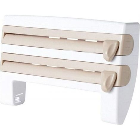 Kitchen four-in-one wall-mounted paper towel holder (plastic packaging), multi-function cling film dispenser (1/4)