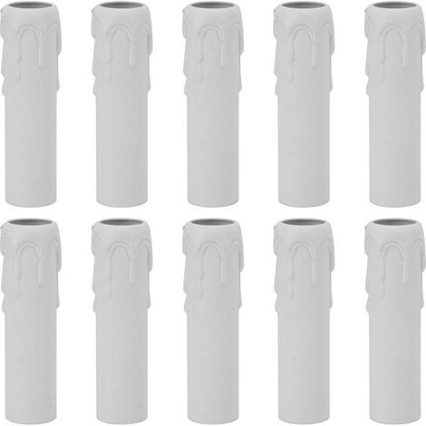 Paquet de 10 bougies gouttes gouttes en plastique couvre les tubes pour lustre lumière pendants luminaires blanc