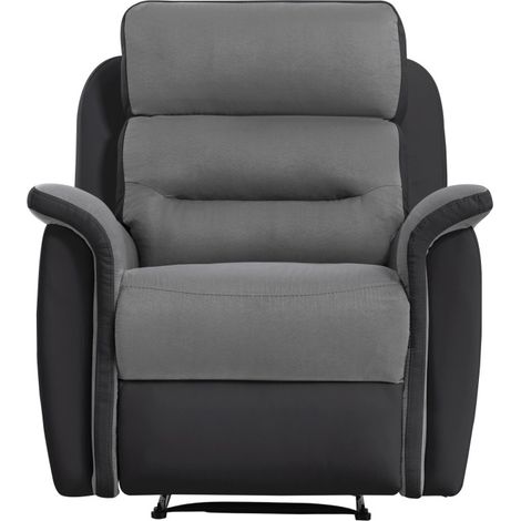 Loungitude – Fauteuil relax 1 place en microfibre et simili – Dossier inclinable jusqu'à 170° – Repose-pieds relevable – Dimensions 87x94x100 cm (1/10)