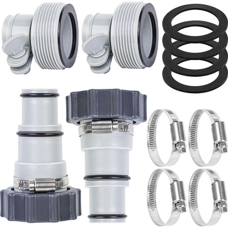 Adaptador de manguera de piscina de 4 piezas con abrazadera y anillo - Conector de conversión de 2 tipos - 1.5" a 1.25" - Repuesto - 1.5" - 4 piezas (1/5)