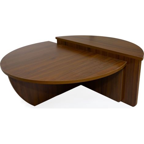 Set de 2 tables basses design Glowik Bois Noisette (1/5)