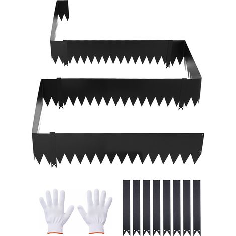 Bordure de Jardin Métal 101,6x25,4 cm Bordure de Pelouse Acier Galvanisé Lot de 6 pour Massifs Fleurs, Allées, Délimitation Espace, Aménagement Paysager, Flexible, avec 8 Clips de Fixation, Noir (1/5)
