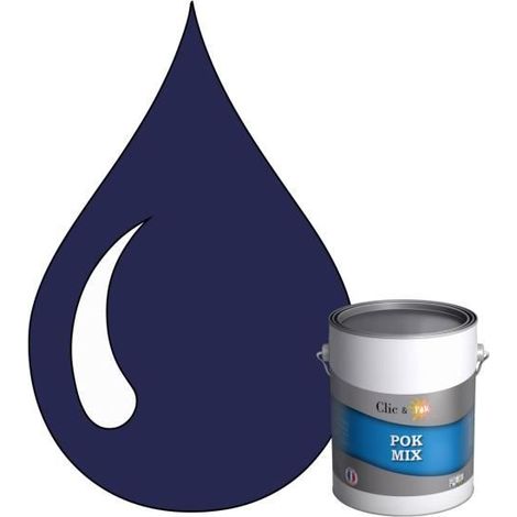 Peinture d'Accroche et Finition 2 en 1 - POK - POK MIX Bleu - Acrylique Satinée - RAL 5022 - 1L (1/4)
