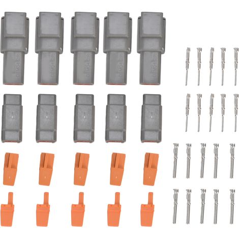 Connecteurs électriques étanches DTM 2 broches - Lot de 5 kits avec inserts et bornes pour usage domestique et industriel (1/5)