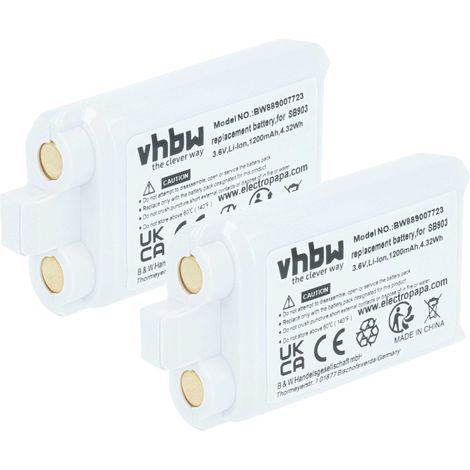 vhbw 2x Batterie remplacement pour Shure SB903 pour système de radio numérique, émetteur (1200mAh, 3,7V, Li-ion) (1/4)