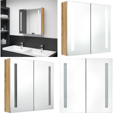LED-Bad-Spiegelschrank Eichenoptik 62x14x60 cm - LED-Spiegelschrank - Badezimmermöbel - Wandspiegel - Spiegelschrank - Badespiegel - Home & Living (1/5)