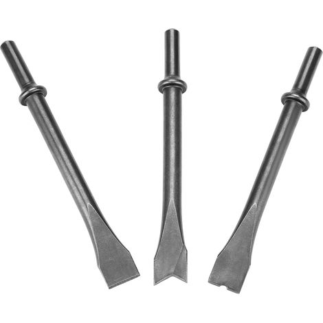 Ensemble de 3 burins pour marteau pneumatique à tige ronde extra longue (1/5)