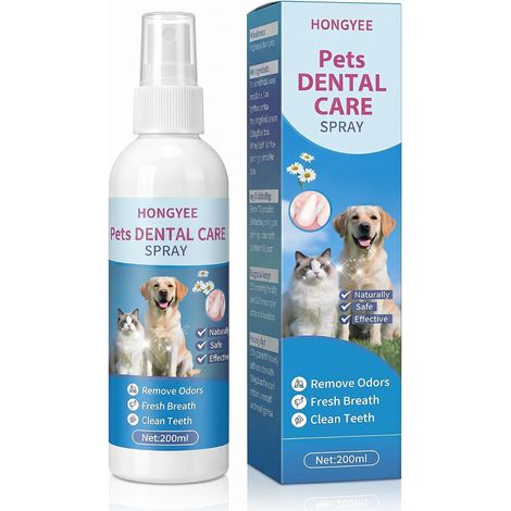 Spray Dentaire 200ml pour Animaux de Compagnie Chien et Chat Soins Dentaire (1/5)