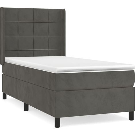 Maison Exclusive - Cama box spring con colchón terciopelo gris os (1/5)