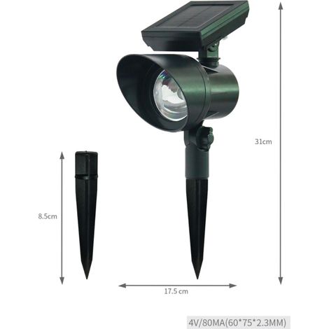 Lampes solaires de jardin, étanches, éclairage paysager, éclairage de pelouse, projecteurs extérieurs, piquets LED, lampes pour arbres (1/5)