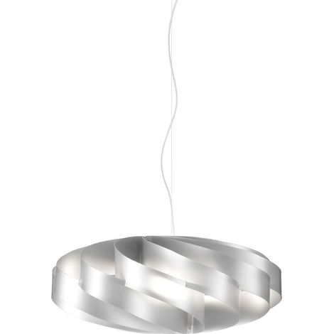 Lampadario Moderno Flat Polilux ® Argento E Metallo Cromo 3 Luci E27