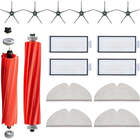 Ensemble d'accessoires de 16 pièces pour pièces de rechange pour aspirateur Roborock Q7 / Q7+ / Q7 Max / Q7 Max+ Comprend 2 brosses principales, 4 lingettes, 4 filtres HEPA, 6 brosses latérales. (1/4)