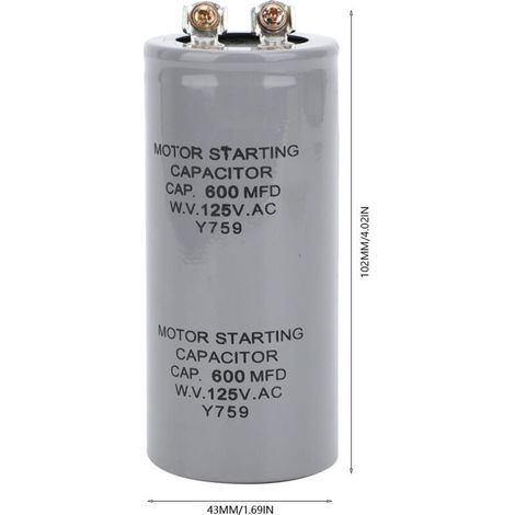 CD60 600µF 125VAC Anlaufkondensator für Motoren, Abmessungen 43x102mm