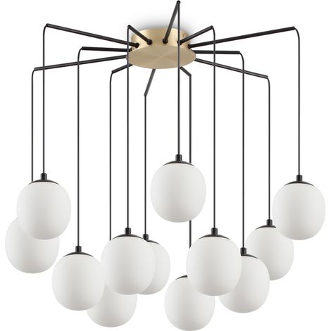 Sospensione Contemporanea Rhapsody Metallo Nero 12 Luci G9 3W 3000K Luce Calda (1/3)