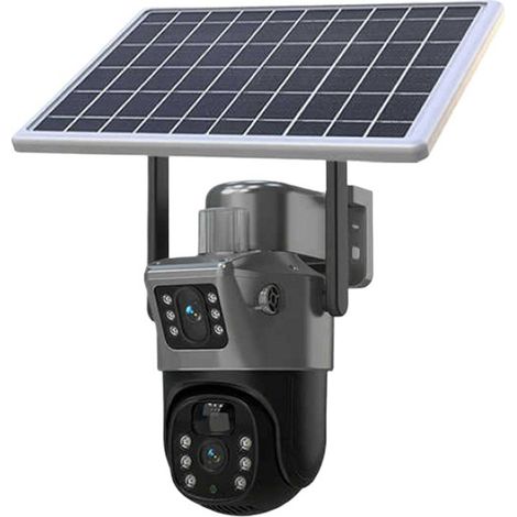 Camera De Surveillance - 4 Mp - Vision Nocturne Couleur - Panneau Solaire Integre - Memoire 32 Go