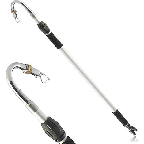 Fishtec – Lance d'arrosage télescopique 99-176cm – Raccord universel avec vanne 1/4 de tour – Hauteur de travail 3.5m – Aluminium léger