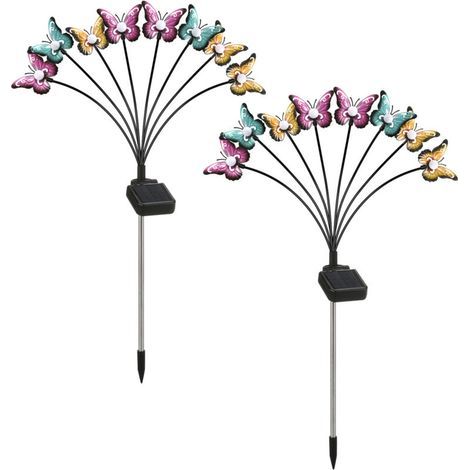 Lumière Solaire Jardin, 2 Pièces Fleur Papillon Lampe Solaire Extérieure Étanche Paysage Lampe Eclairage pour Chemins Lumière Décoration de Jardin Patio, Mariage, Noël, Pelouse, Terrasse (1/5)