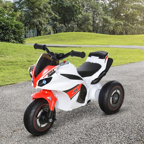 Moto pour enfants avec effets musicaux et lumineux, compartiment de rangement, rouge et blanche (1/5)