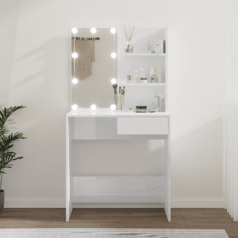 Tocador con LED blanco brillante 74,5x40x141 cm vidaXL