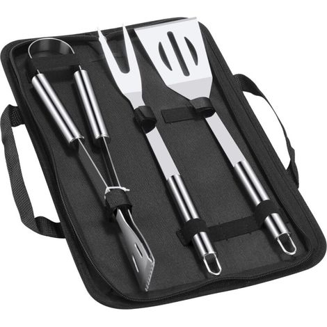 Attrezzi per barbecue, kit di accessori per barbecue da 3 pezzi, utensili per barbecue, forchetta per carne, pinze per barbecue, spatola per barbecue (1/5)