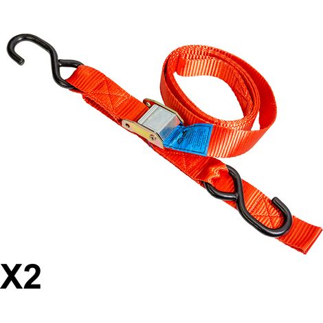 Correas de transporte Biketec 2, 38 mm x 2 m, capacidad de carga de hasta 300 kg, 2 correas, color rojo. (1/2)