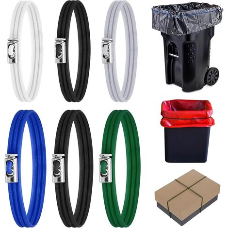 Pieces Elastic Rubber Bands, Elastic Rubber Trash Bag Bands for Kitchen, Waste Bin Support Straps for School, Office, Bathroom, Kitchen (1/5)