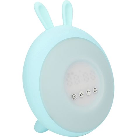 Lampe de chevet en silicone à motif dessin animé, réveil LED numérique tactile (bleu clair) (1/5)