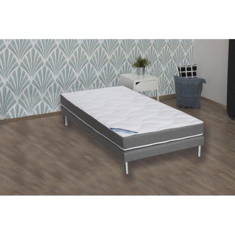 Ensemble matelas+sommier mémoire de forme gris chiné 90x190cm (1/3)