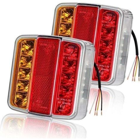 2 pièces feux arrière de remorque 26 LED 12V feux arrière clignotants feux stop réflecteurs feux de plaque d'immatriculation IP67 étanche multifonction remorque camion caravane van bateau (1/4)
