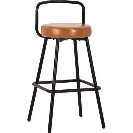 Ensemble de 2 tabourets de bar ergonomiques en PU résistant à l'eau avec pieds en métal, brun (1/5)
