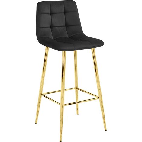 Sgabello da bar Arceto in velluto nero con gambe dorate (1/3)