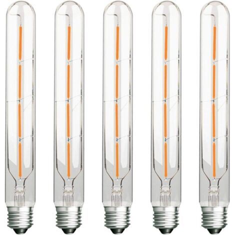 BUNTHAUS 5er-Pack LED-Röhrenlampen (Edison-Fassung), 4 W (entspricht 40 W Glühlampe), E27-Sockel, warmweiß (2700 K), 400 lm, Klarglas, 360° Abstrahlwinkel, 220–240 V Wechselstrom