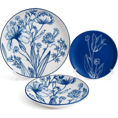 Servizio di Piatti da Tavola in Porcellana Tulip Blu 18 Pezzi (1/3)