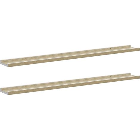 Maison Exclusive - Wandregale 2 Stk. Weiß und Sonoma-Eiche 100x9x (1/5)