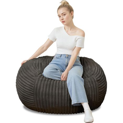 Pouf Géant Adulte Fauteuil de Salon Ergonomique en Mousse à Mémoire de Forme Gris 83x83x53 cm -PANGIVO (1/5)