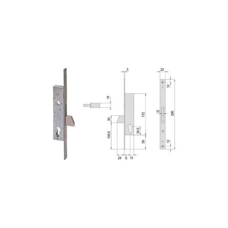 SERRATURA INFILARE PER MONTANTI SOLO CATENACCIO 46210- - mm.30 (46210300) - 1 pezzi CISA
