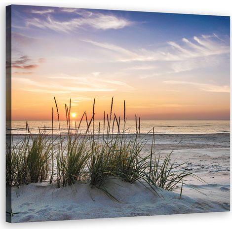 Image sur toile, Soleil couchant sur la plage - 30x30 (1/5)