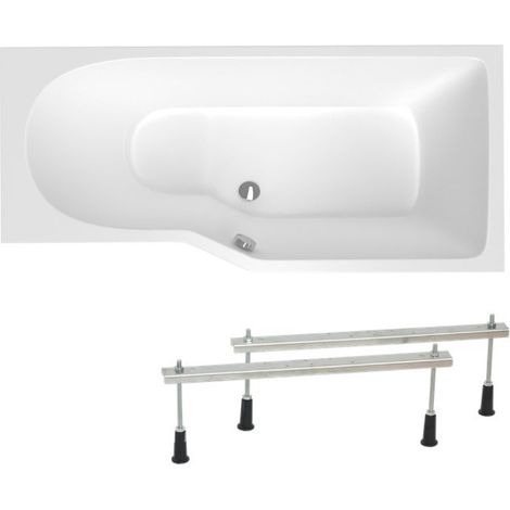 Siko 160x80 cm Laguna Beata Plus miscelatore asimmetrico per vasca/doccia con piedini, acrilico, destro, bianco (BE1600PPLUS-SET)
