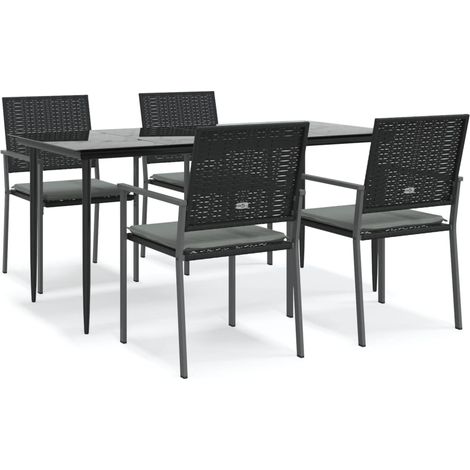 Ensemble à manger de jardin 5 pcs,Salon de jardin coussins résine tressée acier CFW75507 (1/5)
